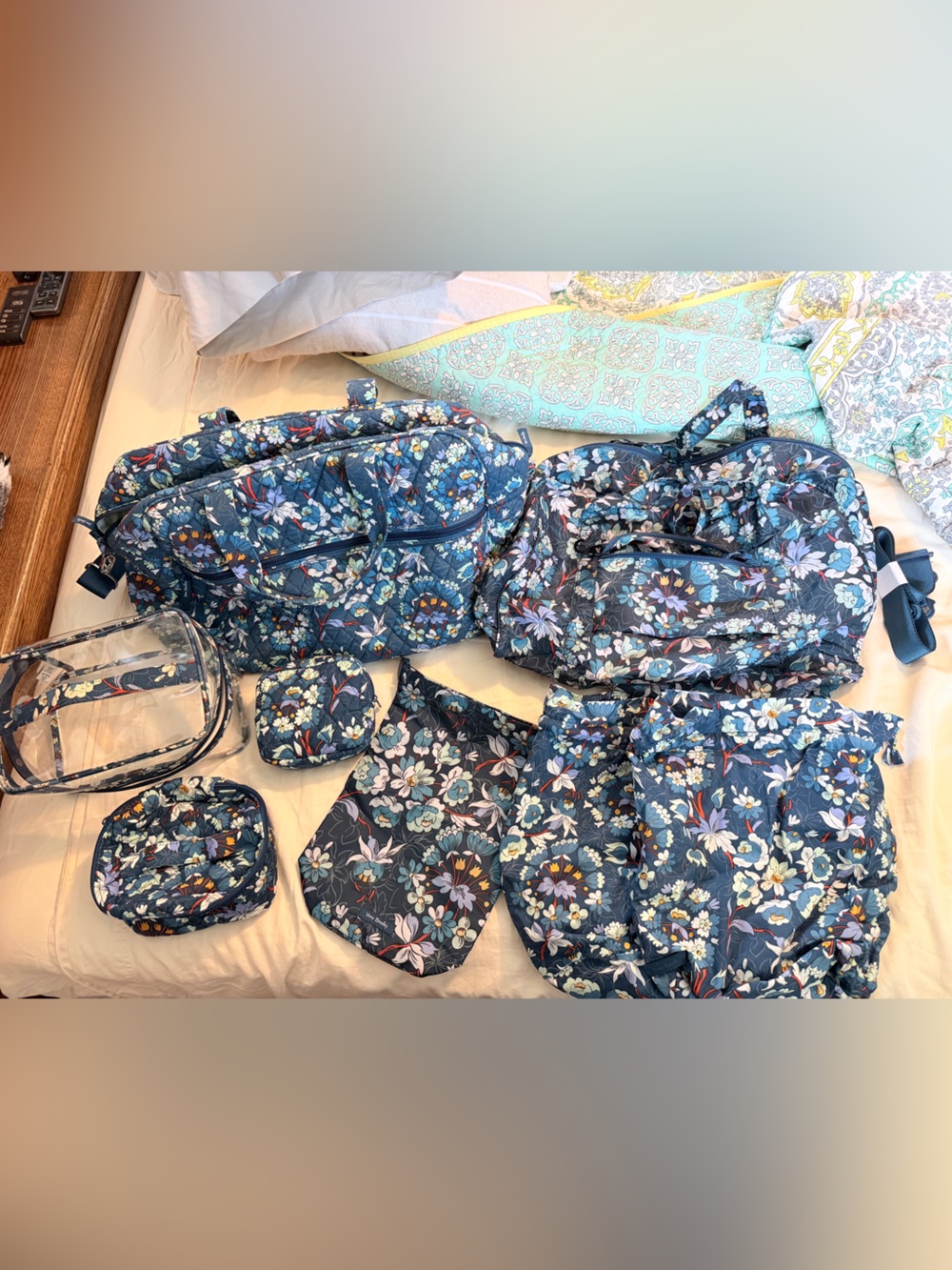 Vera Bradley Blue Floral Travel Bag Set